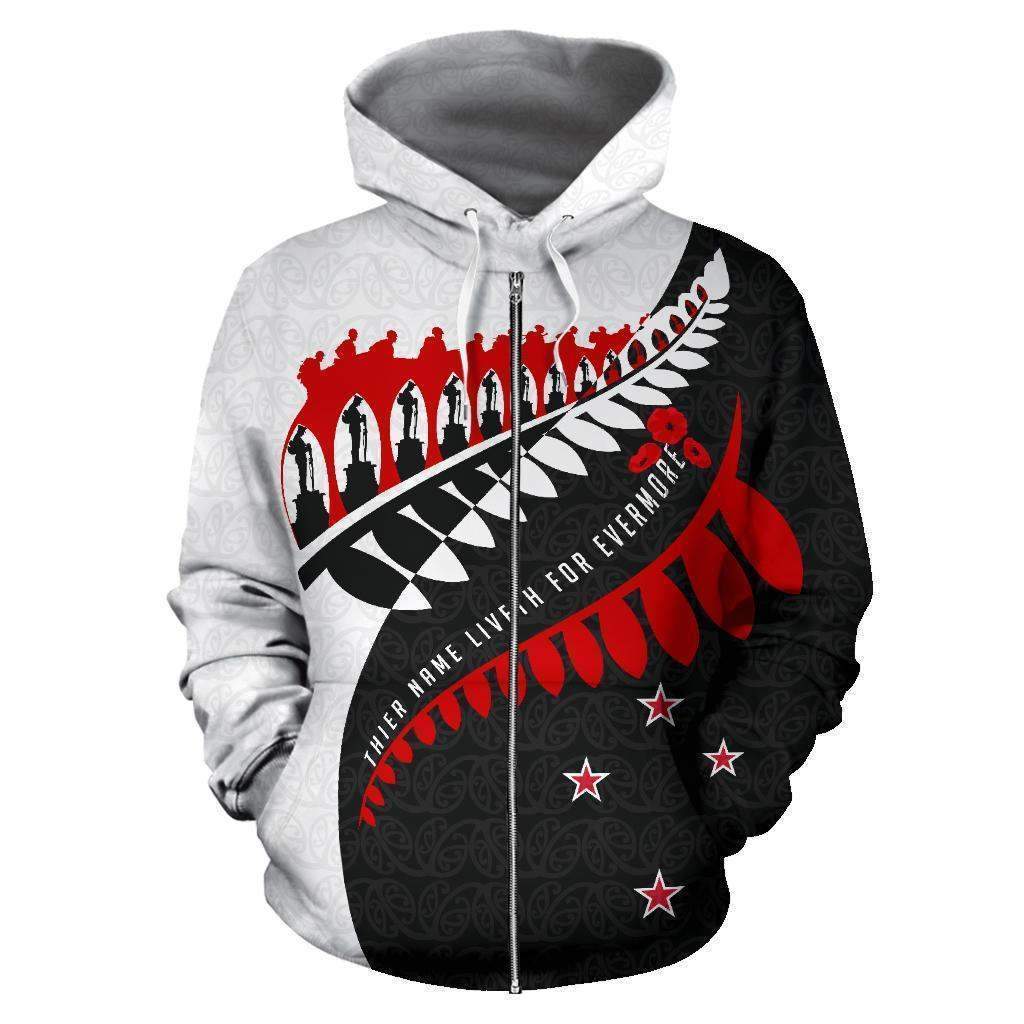 Aotearoa Zip Up Hoodie - Fiveth For Evermore BW HC1108-Apparel-Huyencass-Zipped Hoodie-S-Vibe Cosy™