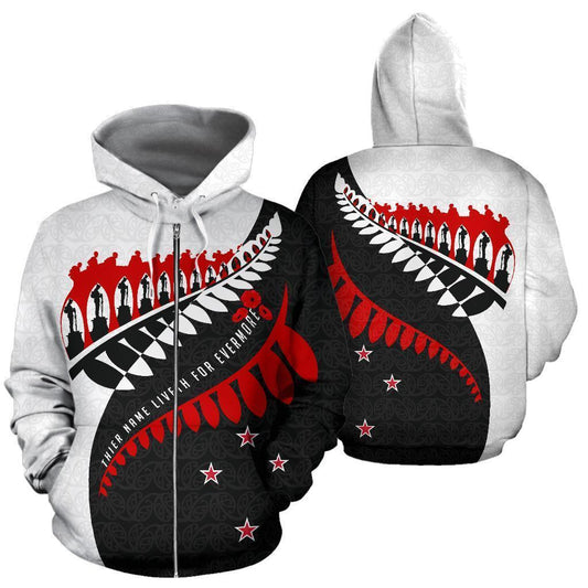 Aotearoa Zip Up Hoodie - Fiveth For Evermore BW HC1108-Apparel-Huyencass-Zipped Hoodie-S-Vibe Cosy™