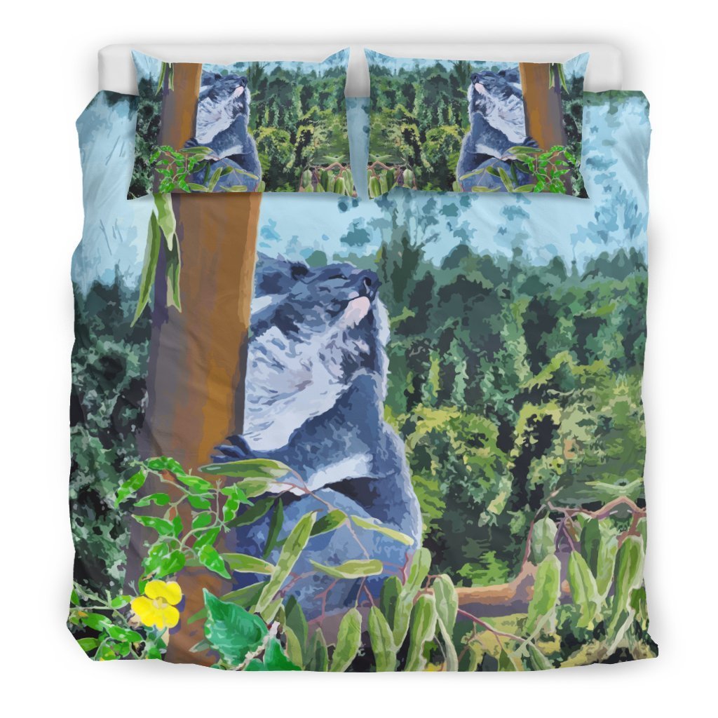 AUSTRALIA KOALA BEDDING SET D6-BEDDING SETS-HP Arts-Bedding Set - Beige - AUSTRALIA KAOLA BEDDING SET-King-Vibe Cosy™