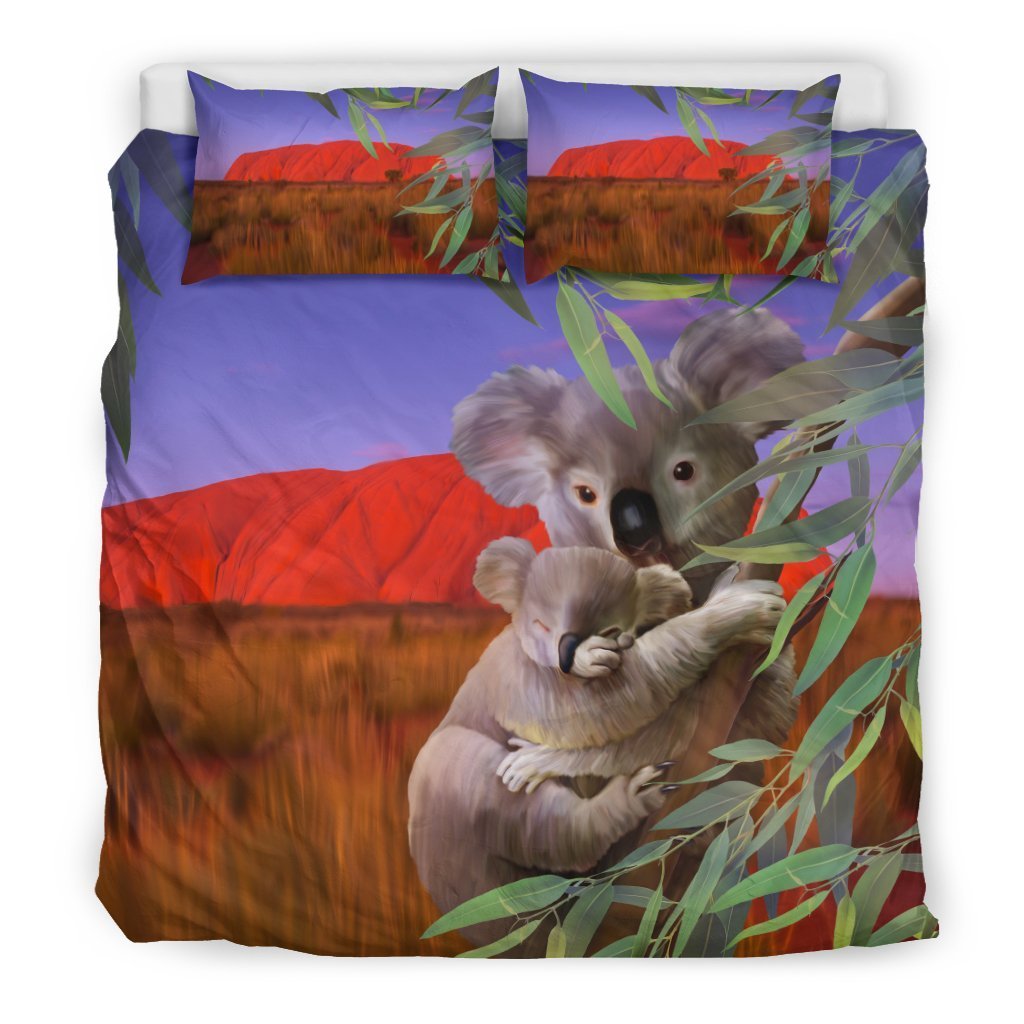 Australia Koala And Baby Duvet Cover K5-BEDDING SETS-HP Arts-Bedding Set - Black - Australia Koala And Baby Duvet Cover K5-King-Vibe Cosy™