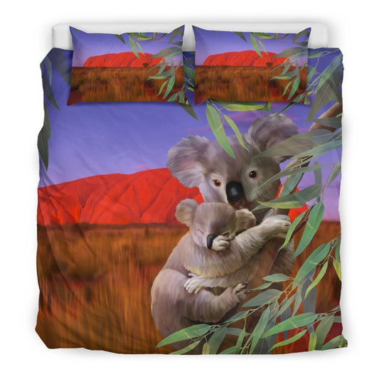 Australia Koala And Baby Duvet Cover K5-BEDDING SETS-HP Arts-Bedding Set - Beige - Australia Koala And Baby Duvet Cover-King-Vibe Cosy™