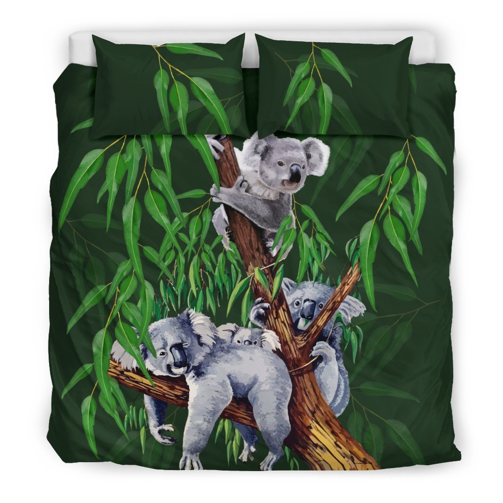 Australia Koala Sleep On Tree Duvet Cover th9-BEDDING SETS-HP Arts-Bedding Set - Black - 2-King-Vibe Cosy™