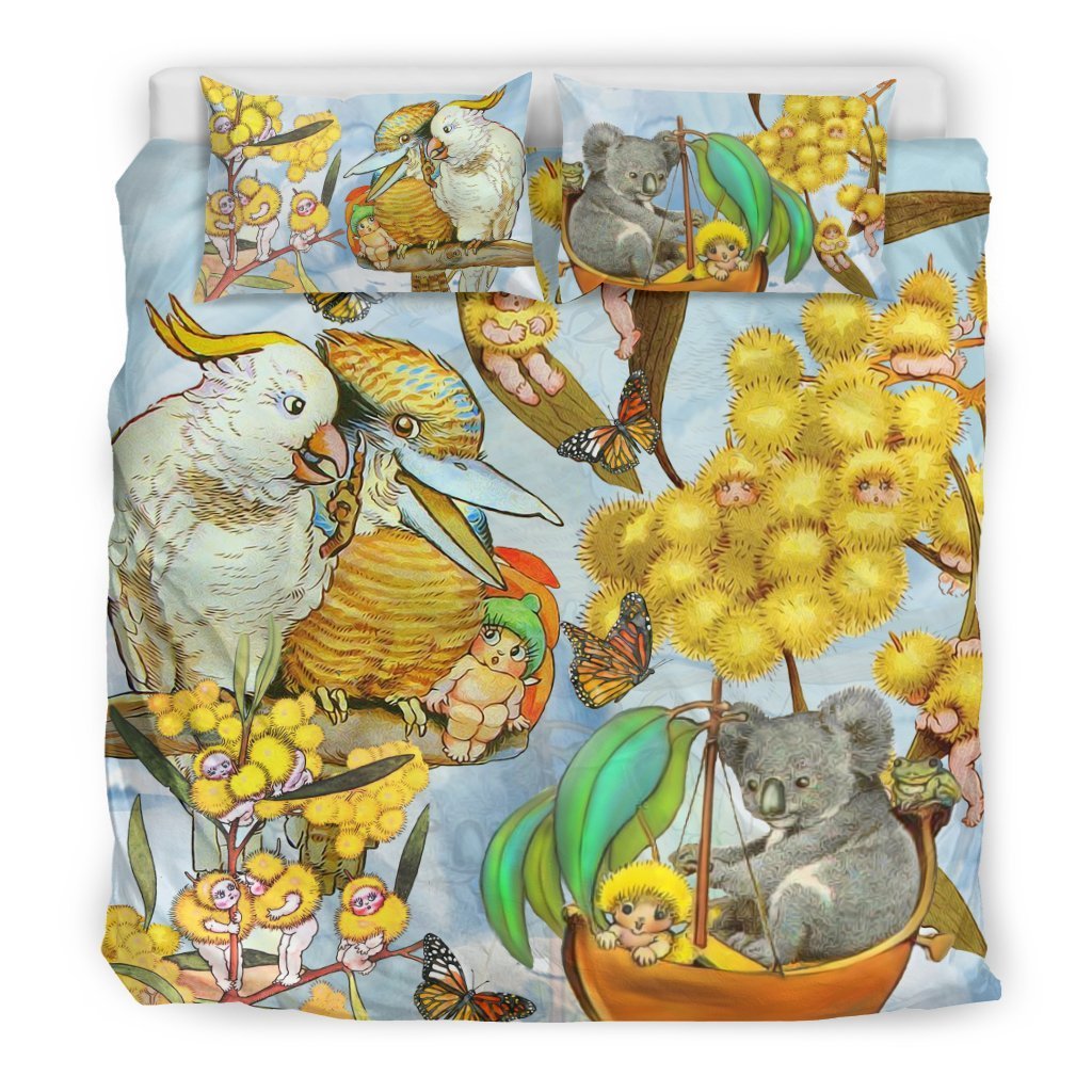 Australia Koala Kookaburra Duvet Cover k7-BEDDING SETS-HP Arts-Bedding Set - Beige - Australia Koala Kookaburra Duvet Cover K2 1-King-Vibe Cosy™
