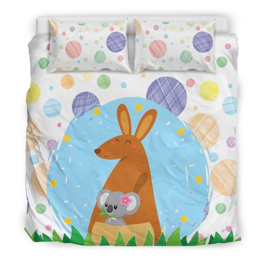 Australia Bedding Set - Kangaroo and Koala - BN04-BEDDING SETS-HP Arts-Bedding Set - Beige - Australia Bedding set-King-Vibe Cosy™