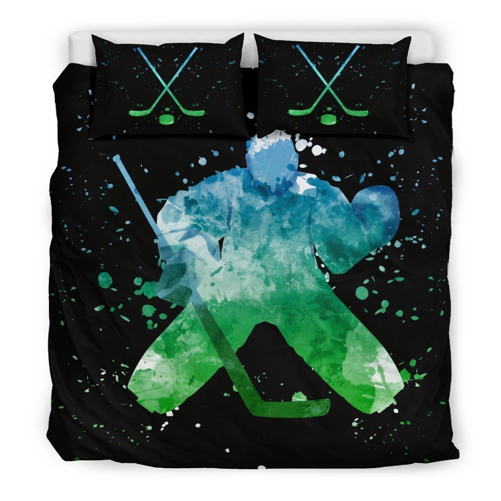Hockey Watercolor Bedding Set-6teenth World™-Bedding Set-King-Vibe Cosy™