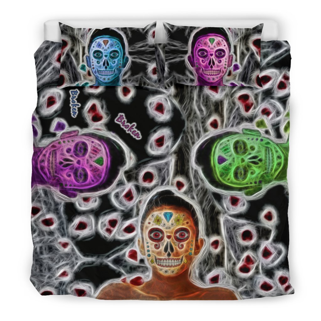 Broken Sugar Skulls Bedding Set-6teenth World™-Bedding Set-US King-Vibe Cosy™