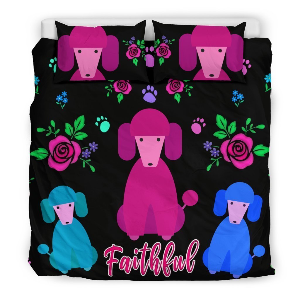 Faithful Poodles Bedding Set Cute Dog Poodle Dogs-6teenth World™-Bedding Set-US King-Vibe Cosy™