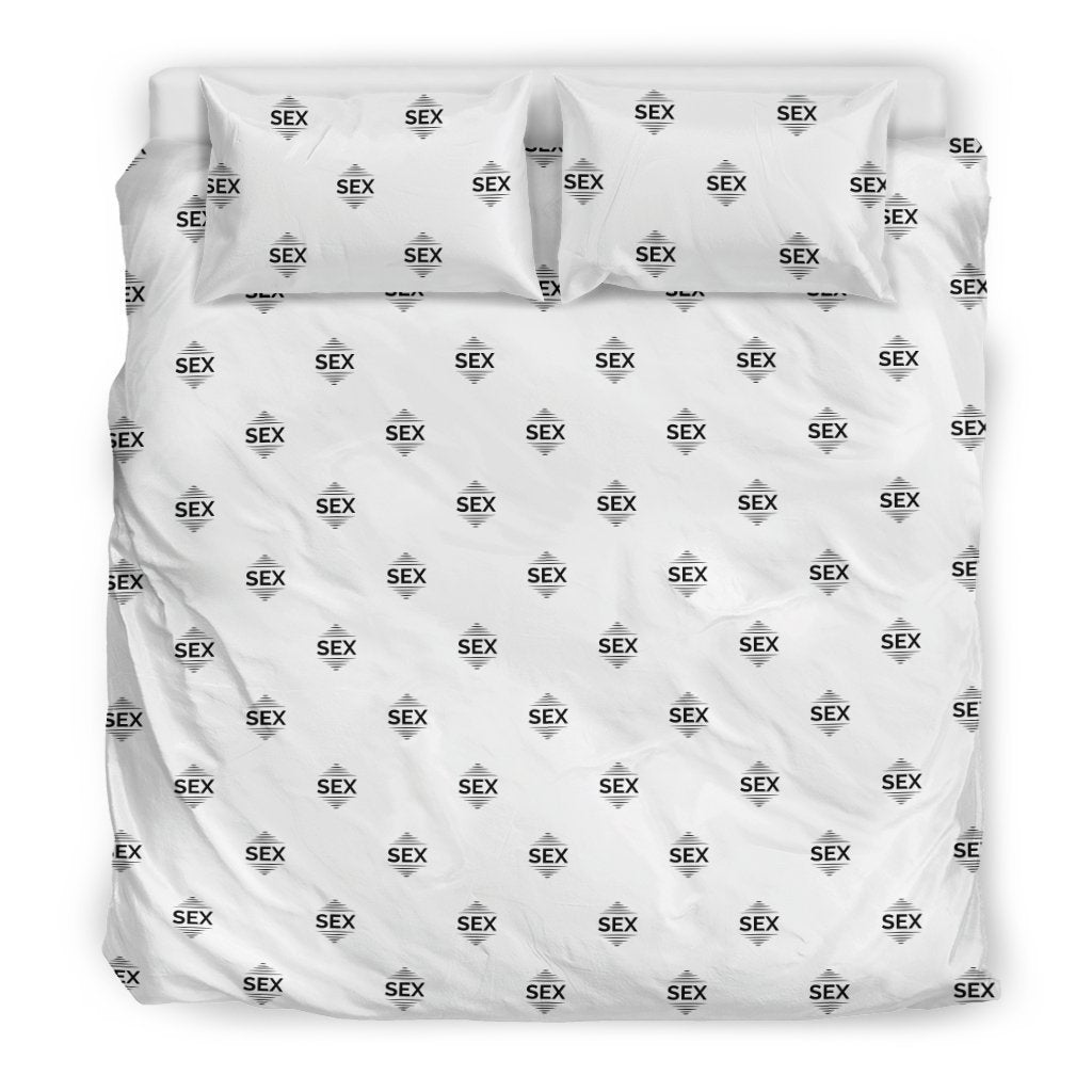 Sex Black on White Bedding Set-6teenth World™-Bedding Set-US King-Vibe Cosy™