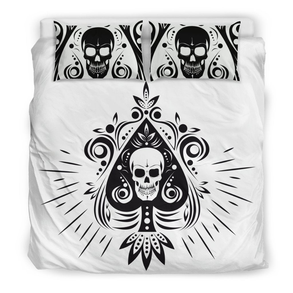 Skull Tattoo Design White Bedding Set-6teenth World™-Bedding Set-US Twin-Vibe Cosy™