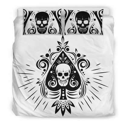 Skull Tattoo Design White Bedding Set-6teenth World™-Bedding Set-US Twin-Vibe Cosy™