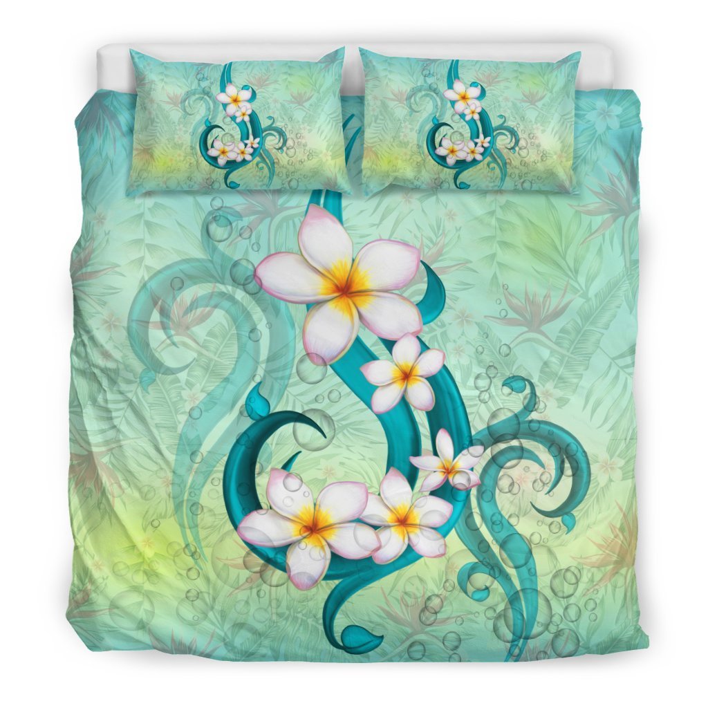 Hawaiian Bedding Set - Hawaii Plumeria Flower - AH-BEDDING SETS-Alohawaii-US King-Black-Polyester-Vibe Cosy™