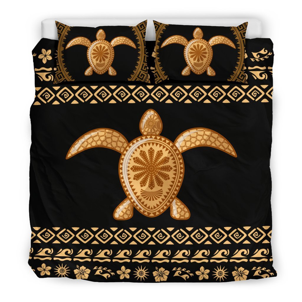 Turtle Hawaiian Bedding Set - AH-BEDDING SETS-Alohawaii-US King-Black-Polyester-Vibe Cosy™