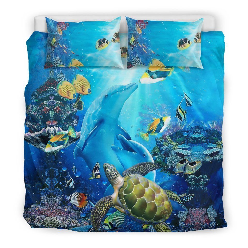 Hawaiian Ocean Fish Bedding Set - AH - K5-BEDDING SETS-Alohawaii-US King-Black-Polyester-Vibe Cosy™