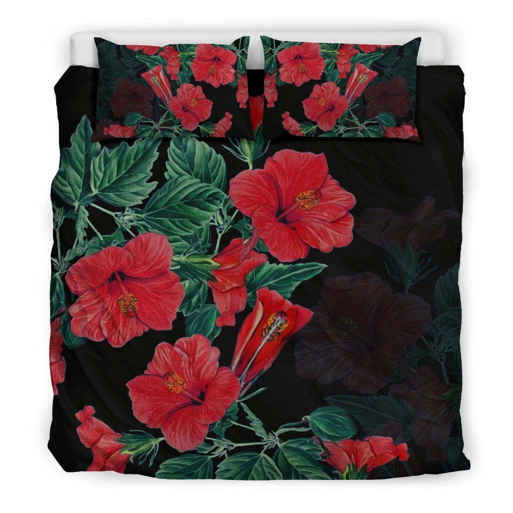 Hawaii Hibiscus Mystery Bedding Set - AH-BEDDING SETS-Alohawaii-US King-Black-Polyester-Vibe Cosy™