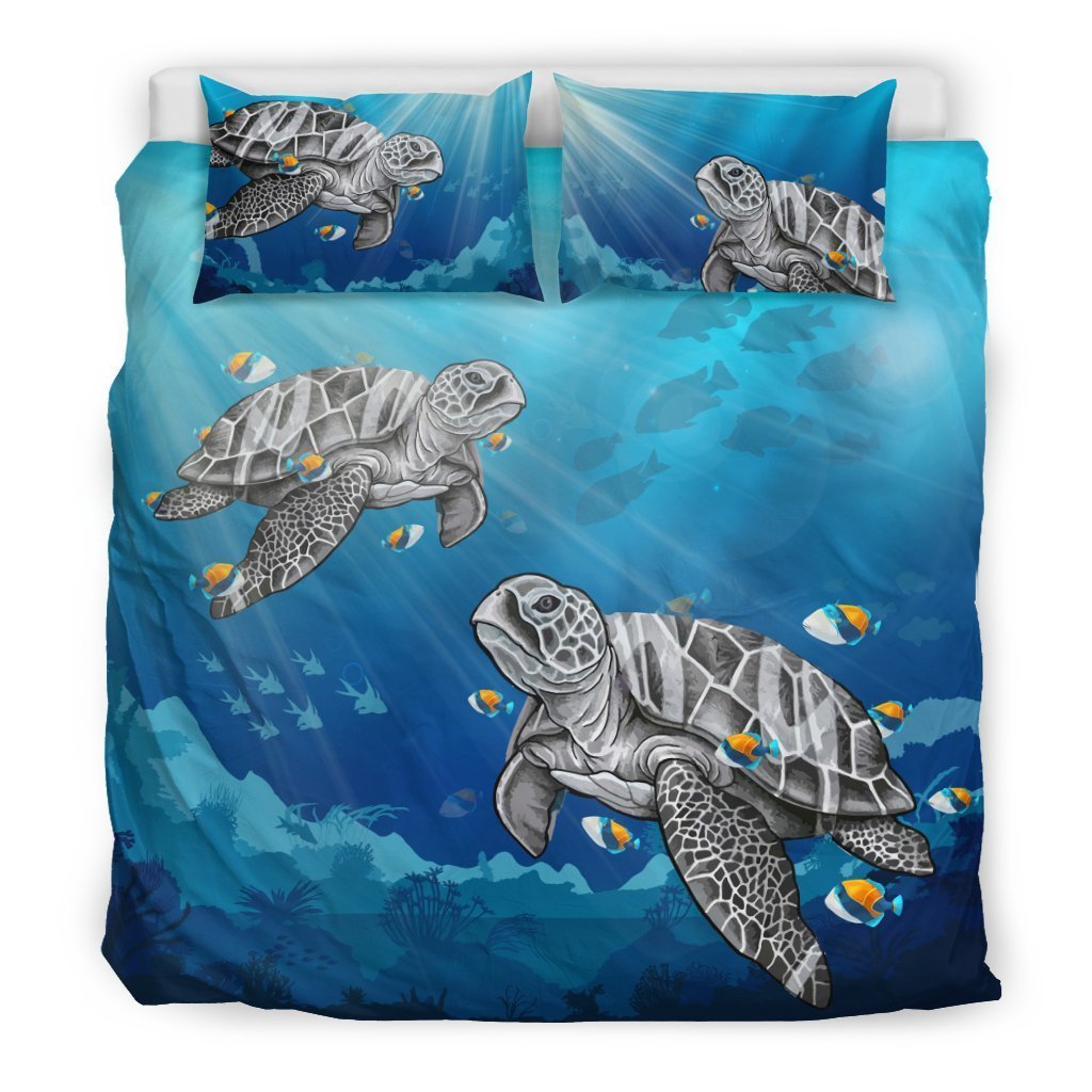 Hawaii Turtle In The Ocean Bedding Set - AH-BEDDING SETS-Phaethon-US King-Black-Polyester-Vibe Cosy™