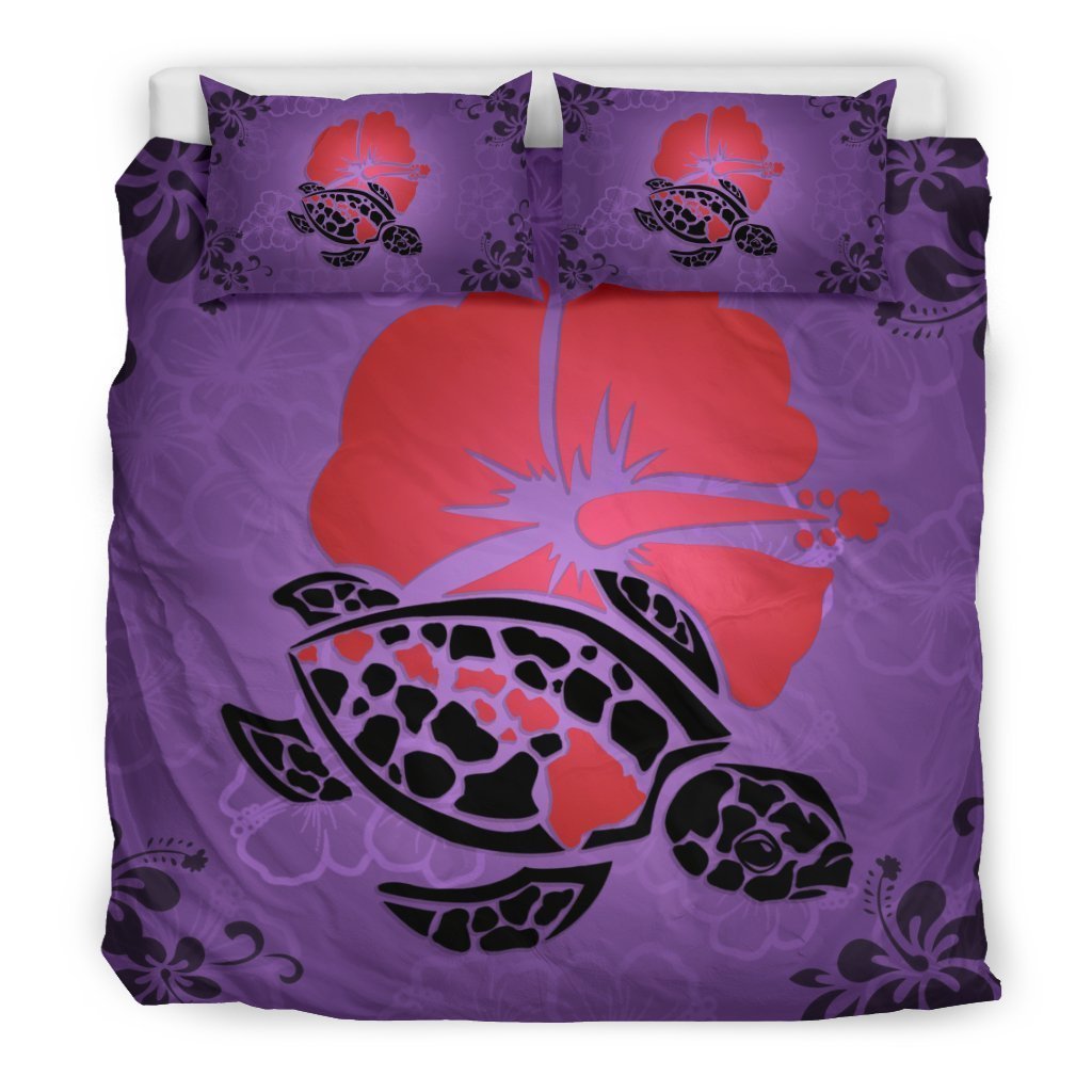 Hawaii Hibiscus Turtle Bedding Set - AH - J4-BEDDING SETS-Phaethon-Bedding Set-US King-Black-Vibe Cosy™