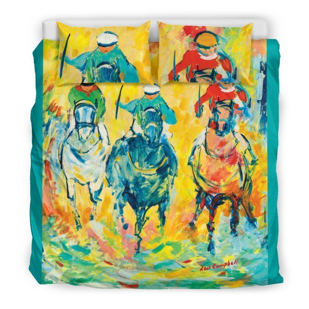 Yellow Horse Racing bedding set-6teenth World™-Bedding Set-King-Vibe Cosy™