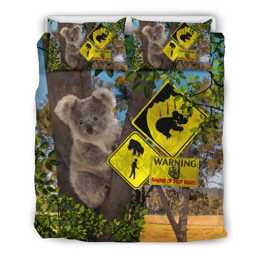 Australia Drop Bear Sign Bedding Set - NN4-BEDDING SETS-HP Arts-Bedding Set - Black - Black-Queen/Full-Vibe Cosy™