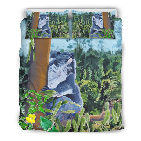 AUSTRALIA KOALA BEDDING SET D6-BEDDING SETS-HP Arts-Bedding Set - Black - AUSTRALIA KAOLA BEDDING SET D6-Queen/Full-Vibe Cosy™