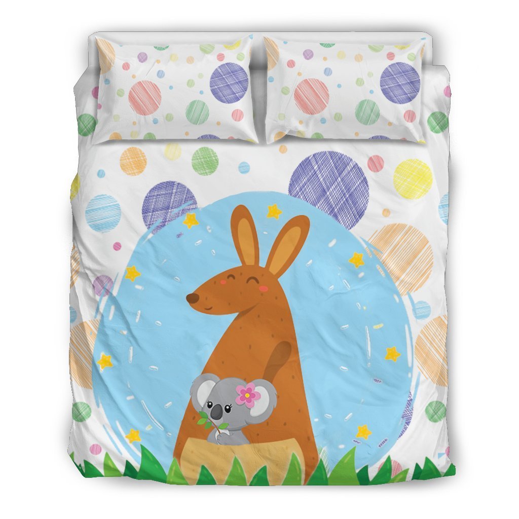 Australia Bedding Set - Kangaroo and Koala - BN04-BEDDING SETS-HP Arts-Bedding Set - Beige - Australia Bedding set-Queen/Full-Vibe Cosy™