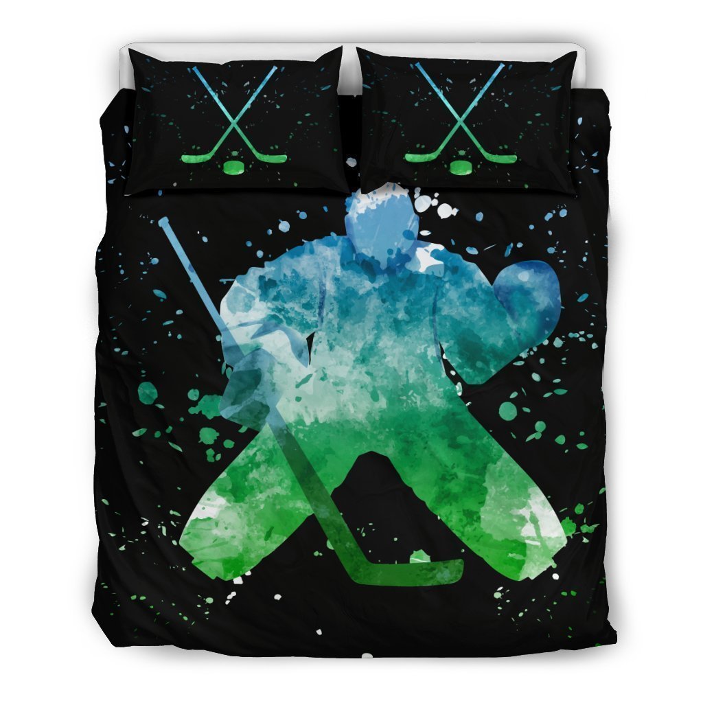 Hockey Watercolor Bedding Set-6teenth World™-Bedding Set-Queen/Full-Vibe Cosy™