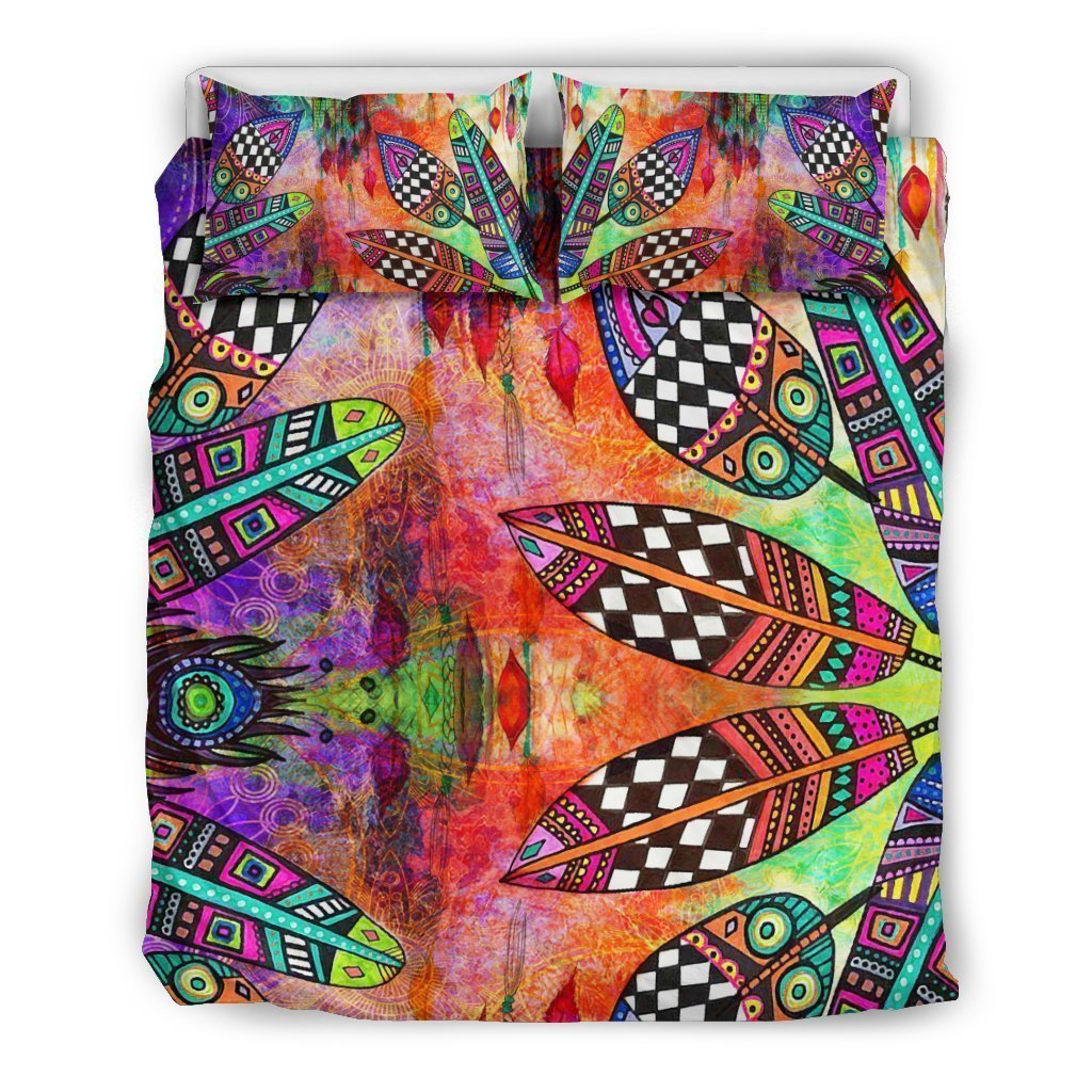 Feather Festival Bedding Set-6teenth World™-Bedding Set-Queen/Full-Vibe Cosy™