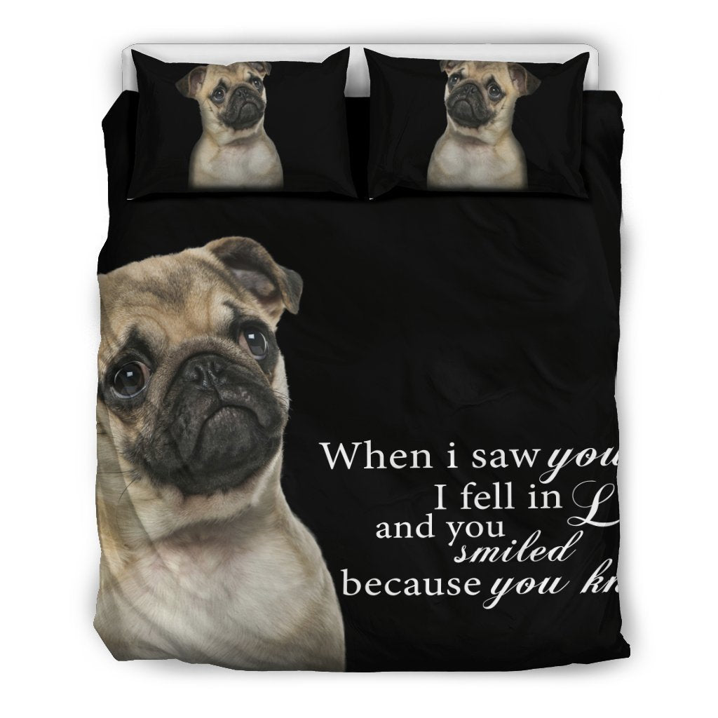 Pug - When i saw you... Bedding Set-6teenth World™-Bedding Set-Queen/Full-Vibe Cosy™