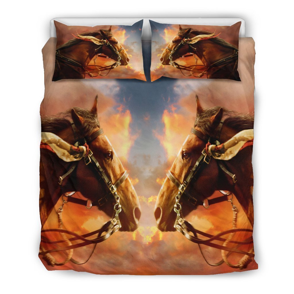 LOVE FIRE HORSE BEDDING SET-6teenth World™-Bedding Set-US Queen/Full-Vibe Cosy™