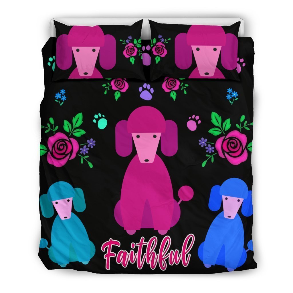 Faithful Poodles Bedding Set Cute Dog Poodle Dogs-6teenth World™-Bedding Set-US Queen/Full-Vibe Cosy™