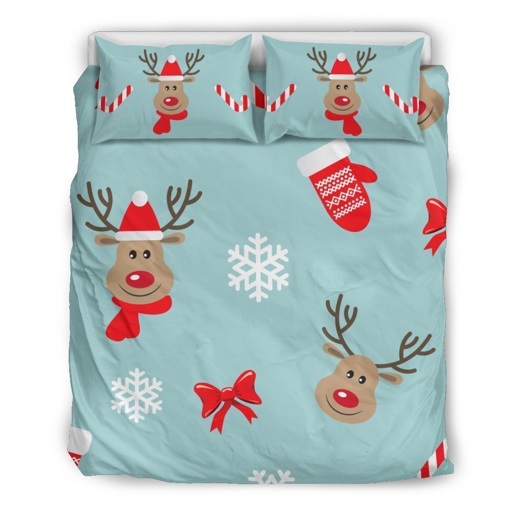 Christmas Deers Bedding Set with Candy Canes-6teenth World™-Bedding Set-US Queen/Full-Vibe Cosy™