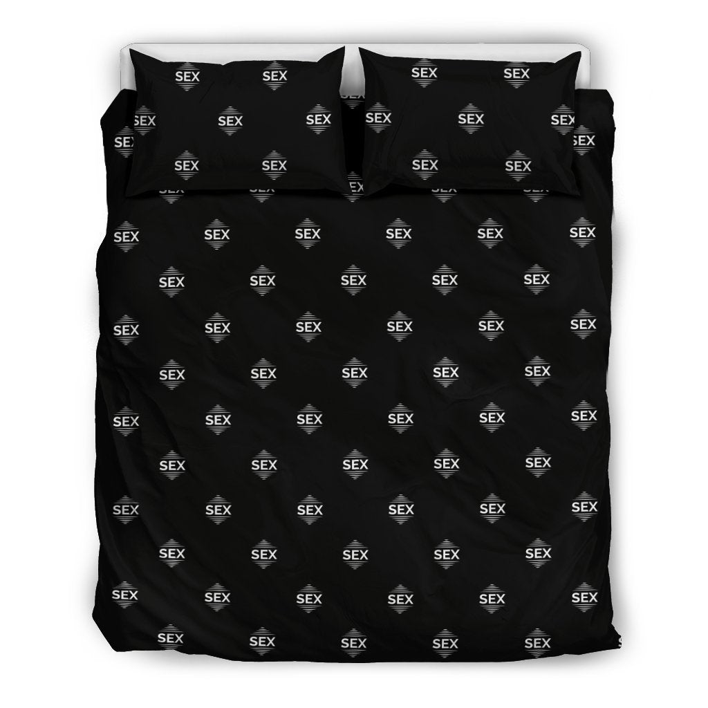 Sex White on Black Bedding Set-6teenth World™-Bedding Set-US Queen/Full-Vibe Cosy™