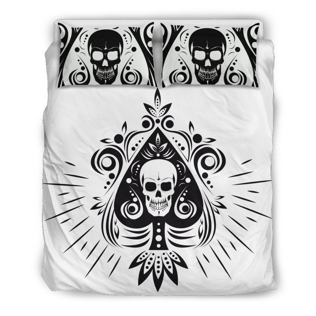 Skull Tattoo Design White Bedding Set-6teenth World™-Bedding Set-US Twin-Vibe Cosy™