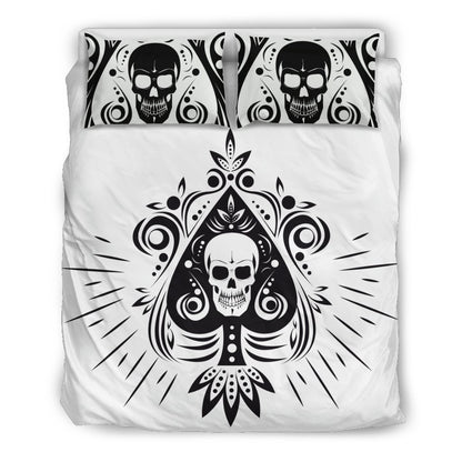 Skull Tattoo Design White Bedding Set-6teenth World™-Bedding Set-US Twin-Vibe Cosy™
