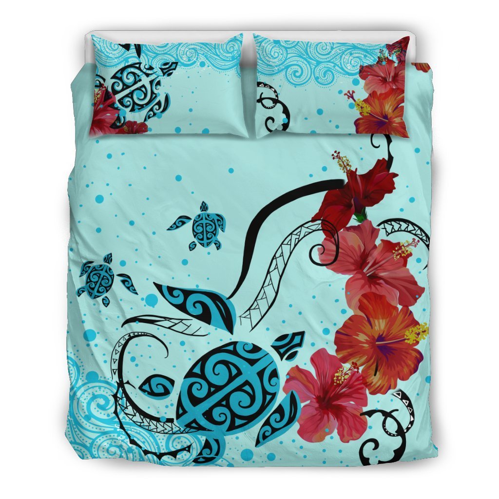 Hawaii Sea Turtle Bedding Set - AH-BEDDING SETS-Alohawaii-US Queen/Full-Black-Polyester-Vibe Cosy™
