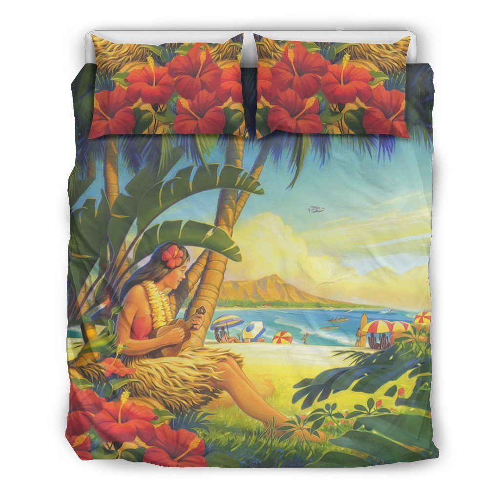Aloha Hawaiian Bedding Set 01 - AH - K5-BEDDING SETS-Phaethon-US Queen/Full-Black-Polyester-Vibe Cosy™