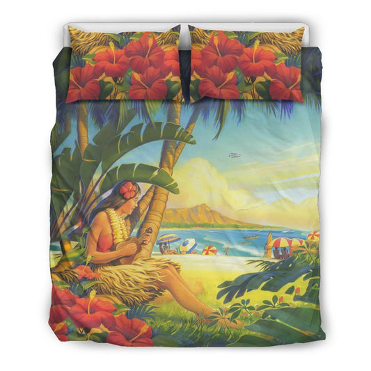 Aloha Hawaiian Bedding Set 01 - AH - K5-BEDDING SETS-Phaethon-US Queen/Full-Black-Polyester-Vibe Cosy™