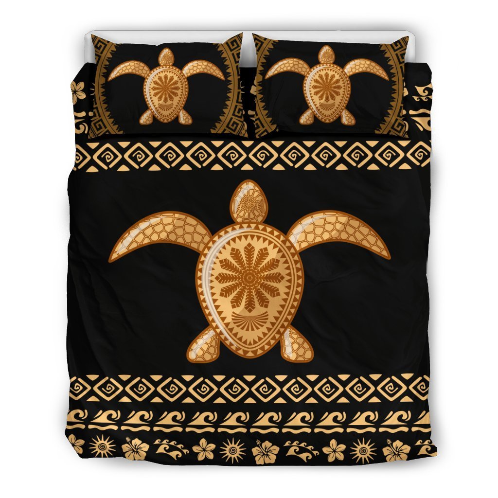 Turtle Hawaiian Bedding Set - AH-BEDDING SETS-Alohawaii-US Queen/Full-Black-Polyester-Vibe Cosy™