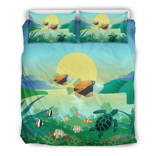 Humuhumunukunukuapua Hawaiian Bedding Set - AH - K5-BEDDING SETS-Alohawaii-US Queen/Full-Black-Polyester-Vibe Cosy™
