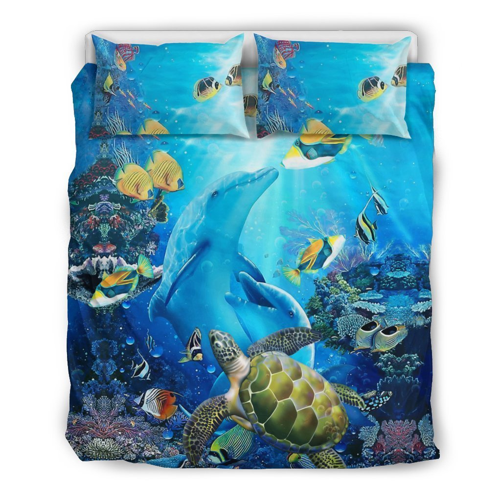 Hawaiian Ocean Fish Bedding Set - AH - K5-BEDDING SETS-Alohawaii-US Queen/Full-Black-Polyester-Vibe Cosy™