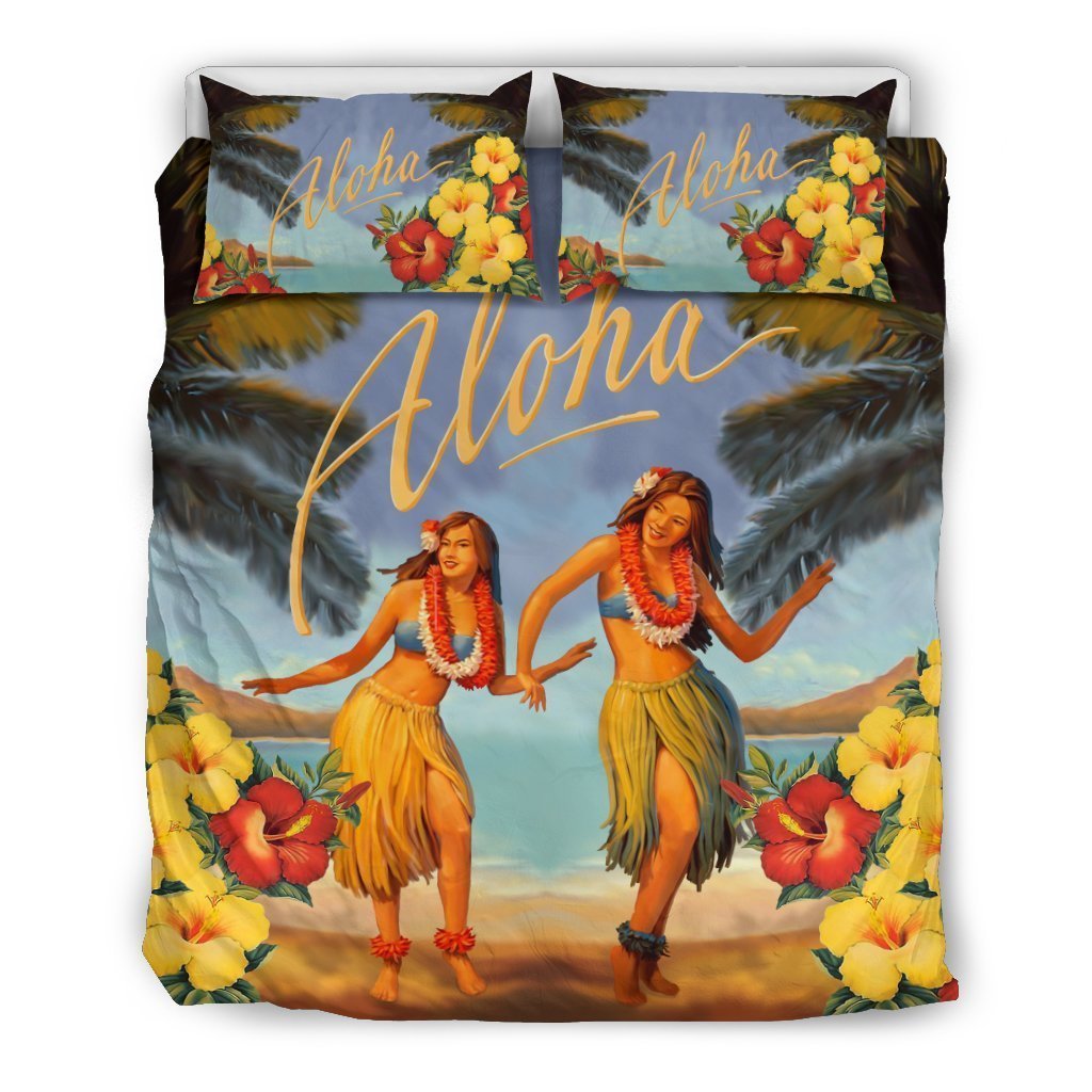 Aloha Hawaiian Bedding Set - AH - K5-BEDDING SETS-Phaethon-US Queen/Full-Black-Polyester-Vibe Cosy™