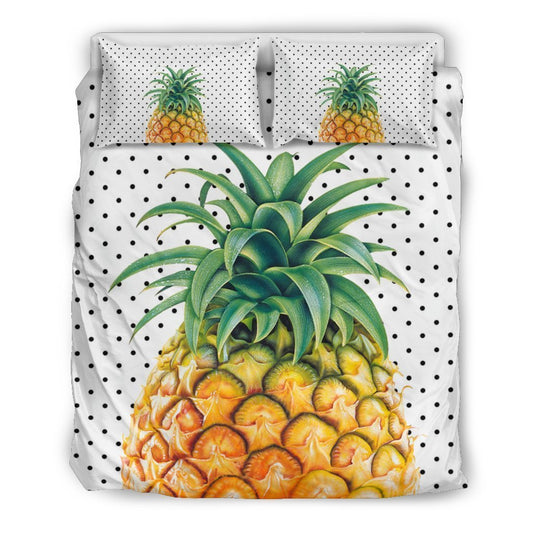 Hawaii Pineapple Dots Background Bedding Set - AH-BEDDING SETS-Alohawaii-US Queen/Full-Black-Polyester-Vibe Cosy™