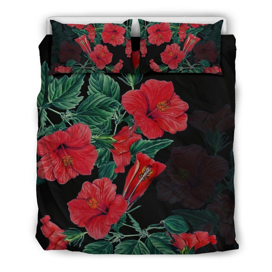 Hawaii Hibiscus Mystery Bedding Set - AH-BEDDING SETS-Alohawaii-US Queen/Full-Black-Polyester-Vibe Cosy™