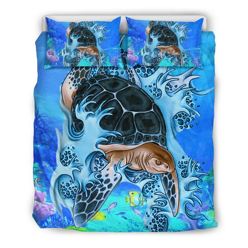 Hawaii Big Turtle Bedding Set - AH-BEDDING SETS-Alohawaii-US Queen/Full-Black-Polyester-Vibe Cosy™