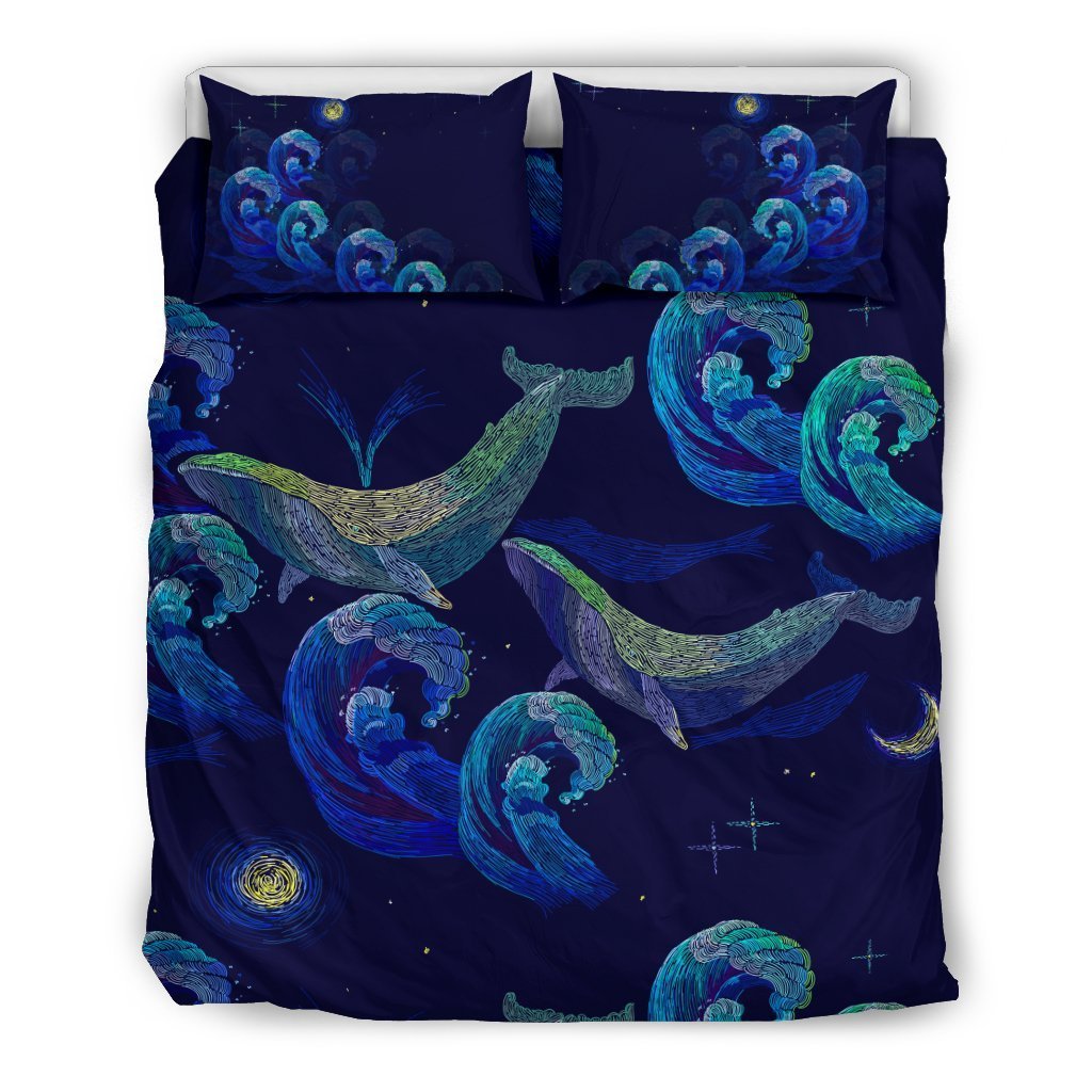 Whale Bedding Set - AH - TH9-BEDDING SETS-Alohawaii-US Queen/Full-Black-Polyester-Vibe Cosy™