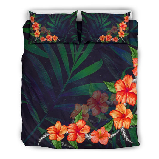 Hibiscus Bedding Set - AH-BEDDING SETS-Alohawaii-US Queen/Full-Black-Polyester-Vibe Cosy™