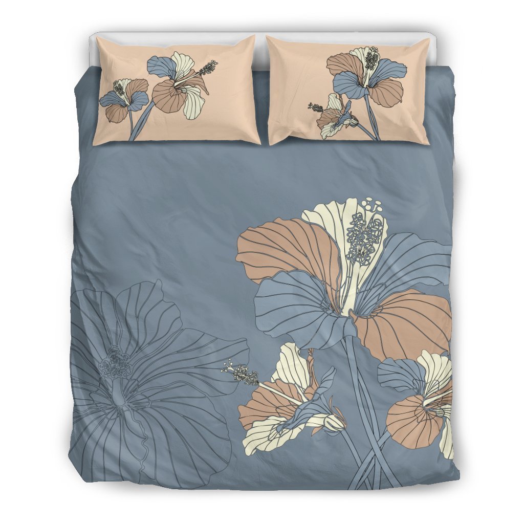Hibiscus Bedding Set - AH-BEDDING SETS-Alohawaii-US Queen/Full-Black-Polyester-Vibe Cosy™