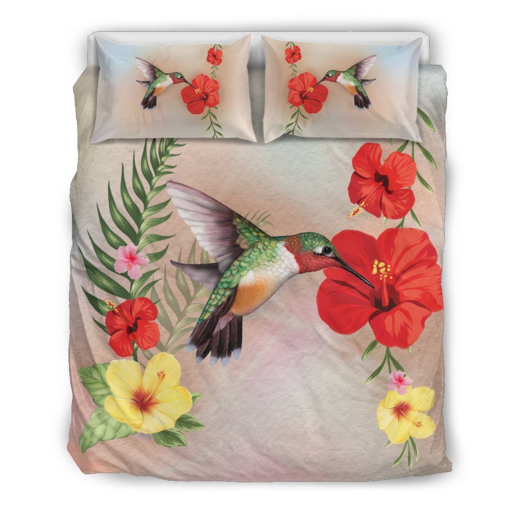 Hibiscus Bedding Set - AH-BEDDING SETS-Alohawaii-US Queen/Full-Black-Polyester-Vibe Cosy™