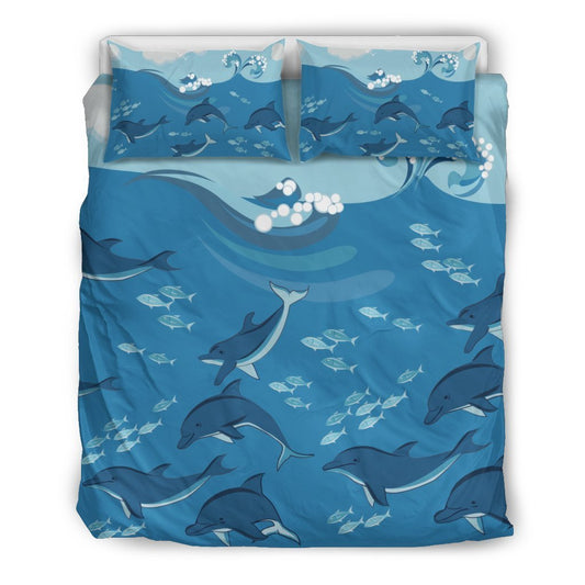Dolphins Bedding Set - AH-BEDDING SETS-Alohawaii-US Queen/Full-Black-Polyester-Vibe Cosy™