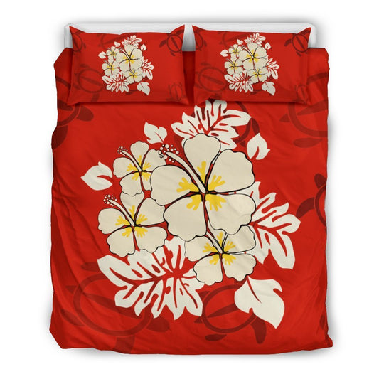 Hibiscus Bedding Set - AH-BEDDING SETS-Alohawaii-US Queen/Full-Black-Polyester-Vibe Cosy™