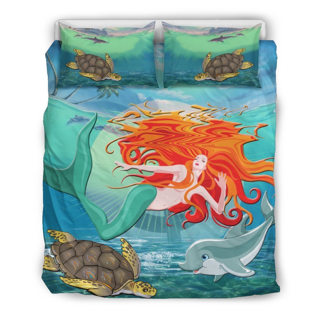 Mermaid Bedding Set - AH-BEDDING SETS-Alohawaii-US Queen/Full-Black-Polyester-Vibe Cosy™